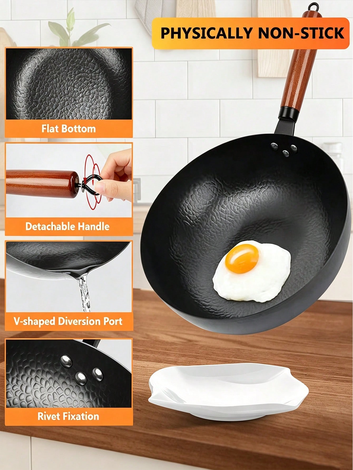 Wok Electric Flat - Wajan Wok 13 Inci, Wajan Baja