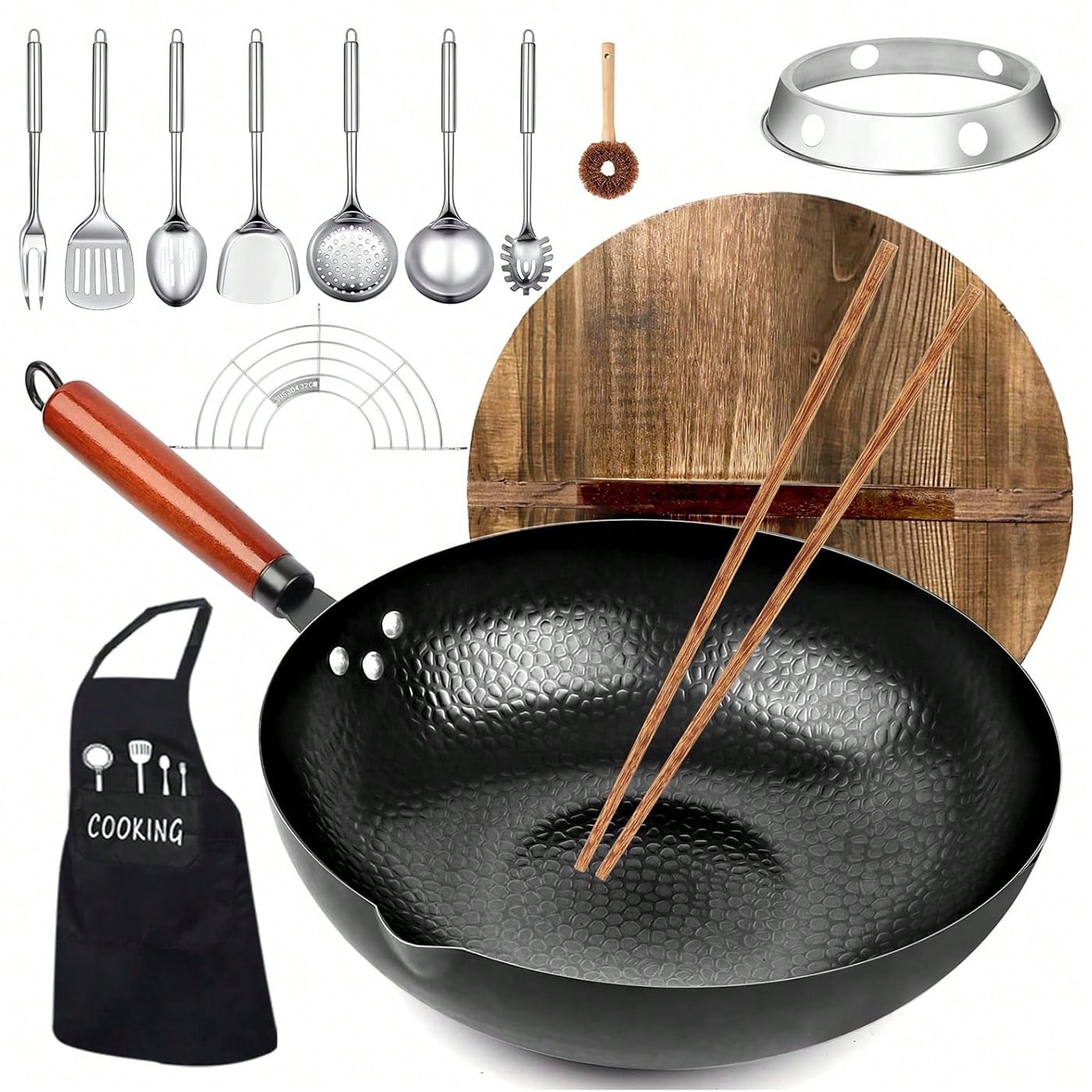 Wok Electric Flat - Wajan Wok Baja Karbon 12,6 Inci,
