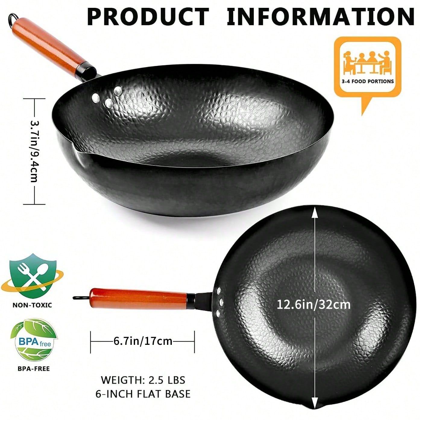 Wajan Wok Baja Karbon 12,6 Inc - Wok Electric Flat ulasan dan harga